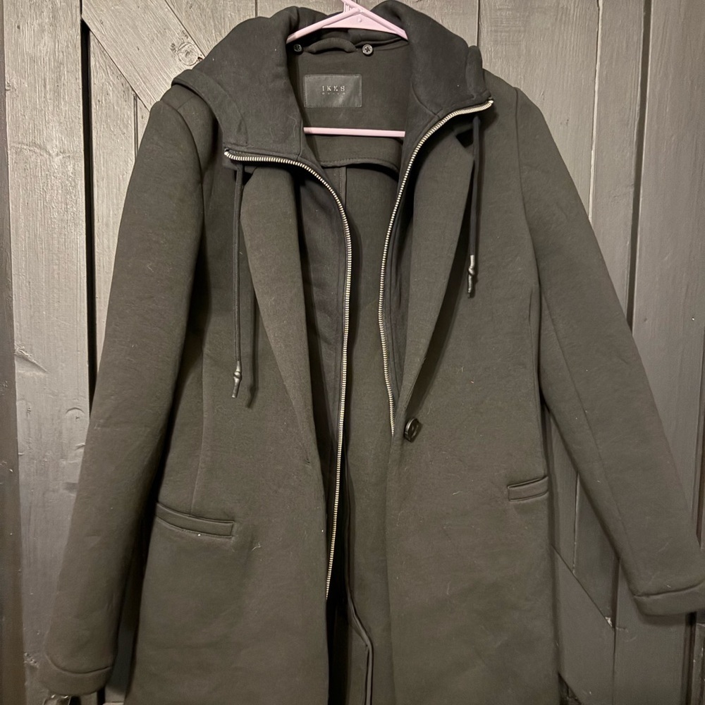 Ikks Women's Black Hooded Pea Coat